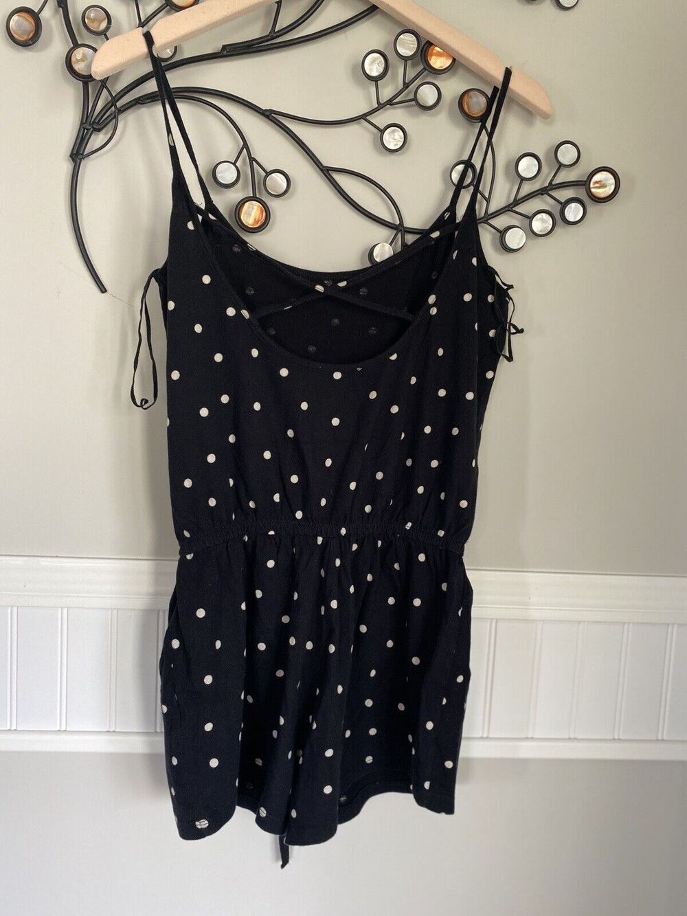 Zara Trafaluc Black and White Spaghetti strap Romper size S